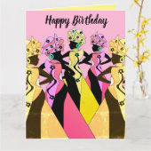 Carte d'anniversaire afro-américaine de la femme n (Fleur jaune)