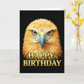 CARTE D'ANNIVERSAIRE AIGLE GROS PLAN DISTINCTIF (Fleur jaune)