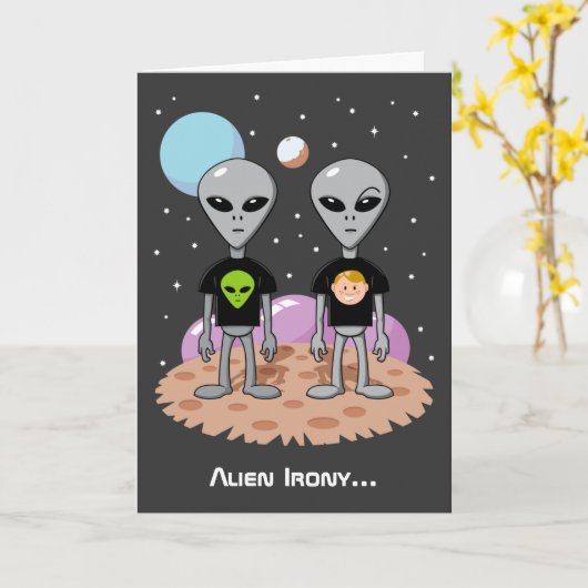 Carte d'anniversaire Alien Irony (Fleur jaune)
