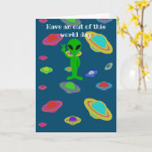 Carte d'anniversaire Alien space (Fleur jaune)