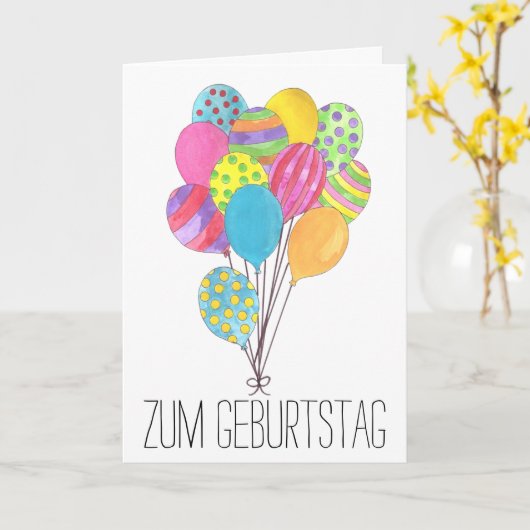 Carte d'anniversaire allemande bunon de ballons (Fleur jaune)