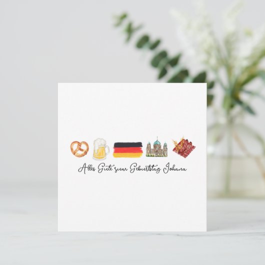 Carte d'anniversaire allemande joyeuse, Alles Gute (Debout devant)