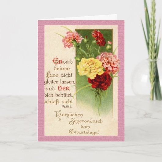 Carte d'anniversaire allemande vintage - roses de (Devant)