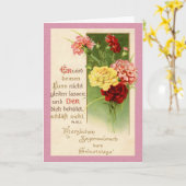 Carte d'anniversaire allemande vintage - roses de (Fleur jaune)