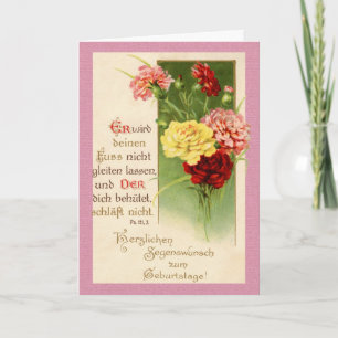 Carte d'anniversaire allemande vintage - roses de