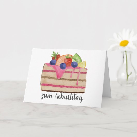 Carte d'anniversaire allemande Watercolor Fruitcak (Petite plante)