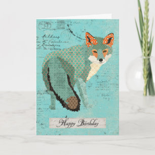 Carte d'anniversaire ambre de Fox de Smokey rétro