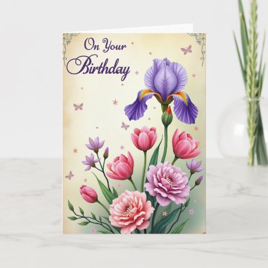 Carte d'anniversaire Amethyst Bloom (Devant)