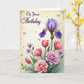 Carte d'anniversaire Amethyst Bloom (Fleur jaune)
