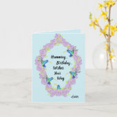 Carte d'anniversaire : Amour du colibri  (Fleur jaune)