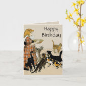 Carte d'anniversaire Amoureux des chats vintage (Fleur jaune)