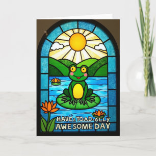 Carte d'anniversaire Amphibien sur nénuphar