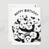 Carte d'anniversaire amusant Famille Panda - Hug (Devant / Derrière)
