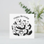 Carte d'anniversaire amusant Famille Panda - Peint (Debout devant)