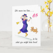 Carte d'anniversaire amusante 65e pour une femme (Fleur jaune)