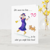 Carte d'anniversaire amusante 70e pour une femme (Fleur jaune)
