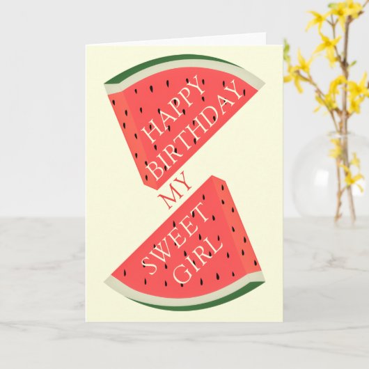 Carte d'anniversaire amusante avec de la pastèque  (Fleur jaune)
