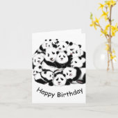 Carte d'anniversaire amusante avec des Pandas heur (Fleur jaune)