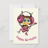 Carte d'anniversaire amusante avec la guitare (Dos)