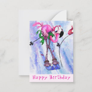 Carte d'anniversaire amusante avec Pink Flamant ro