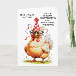 Carte d'anniversaire amusante avec poulet élégant