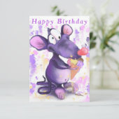 Carte d'anniversaire amusante Bonne Souris Mangez  (Debout devant)