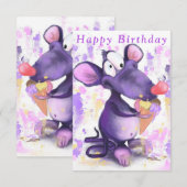 Carte d'anniversaire amusante Bonne Souris Mangez  (Devant / Derrière)