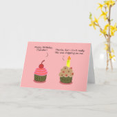 Carte d'anniversaire amusante : Cupcake Candle Woe (Fleur jaune)