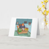 Carte d'anniversaire amusante - Kitty Business Man (Fleur jaune)