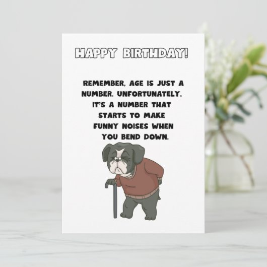 Carte d'anniversaire amusante - L'âge n'est qu'un  (Debout devant)