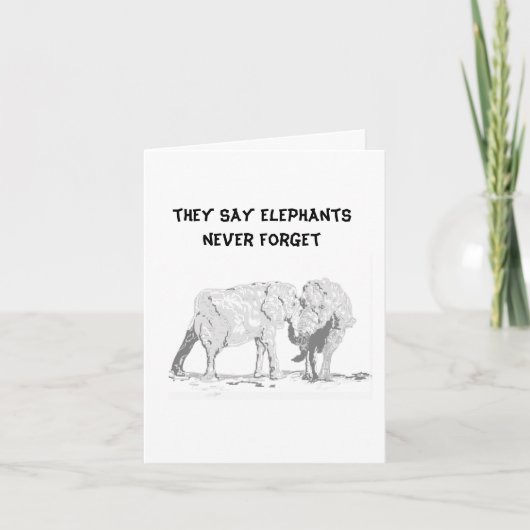 Carte d'anniversaire amusante : Les éléphants n'ou (Devant)