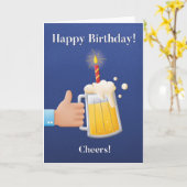 Carte d'anniversaire amusante pour lui avec bière (Fleur jaune)