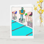 Carte d'anniversaire amusante pour Novice Swimmer (Fleur jaune)