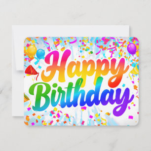 Carte d'anniversaire amusante Rainbow Text et Conf