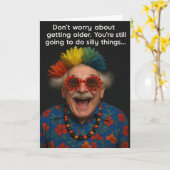 Carte d'anniversaire amusante Vieux âge (Fleur jaune)