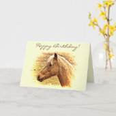 Carte d'anniversaire animale de cheval Brown (Fleur jaune)