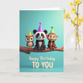 Carte d'anniversaire Animaux Animés (Fleur jaune)