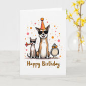 Carte d'anniversaire Animaux Cool (Fleur jaune)