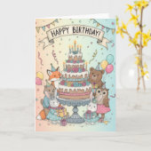 Carte d'anniversaire Animaux de la Forêt (Fleur jaune)
