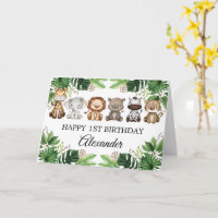 Carte d'anniversaire Animaux de Safari Jungle Trop