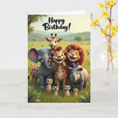 Carte d'anniversaire Animaux Joyeux (Fleur jaune)