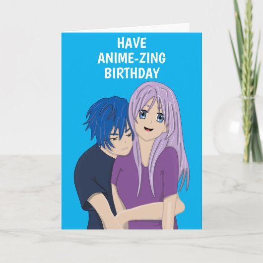 Carte d'anniversaire Anime Manga Couple (Devant)