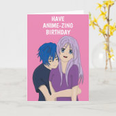 Carte d'anniversaire Anime Manga Couple (Fleur jaune)