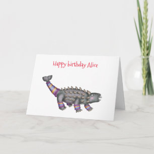 Carte d'anniversaire Ankylosaurus personnalisée