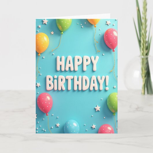 Carte d'anniversaire Aqua 3D (Devant)