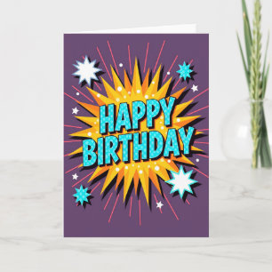 Carte d'anniversaire Aqua Birthday Burst
