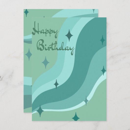 Carte d'anniversaire aqua ondulée  (Devant / Derrière)