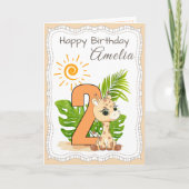 Carte d'anniversaire aquarelle animaux 2 ans (Devant)