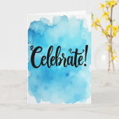 Carte d'anniversaire aquarelle bleue (Fleur jaune)