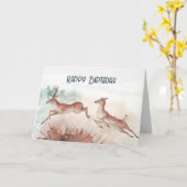 Carte d'anniversaire aquarelle cerf  (Fleur jaune)